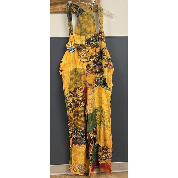 JAYLI Nepal Overalls Jumper Patch Hippie Festival Bohemian Women's Large Boho L - Picture 2 of 14